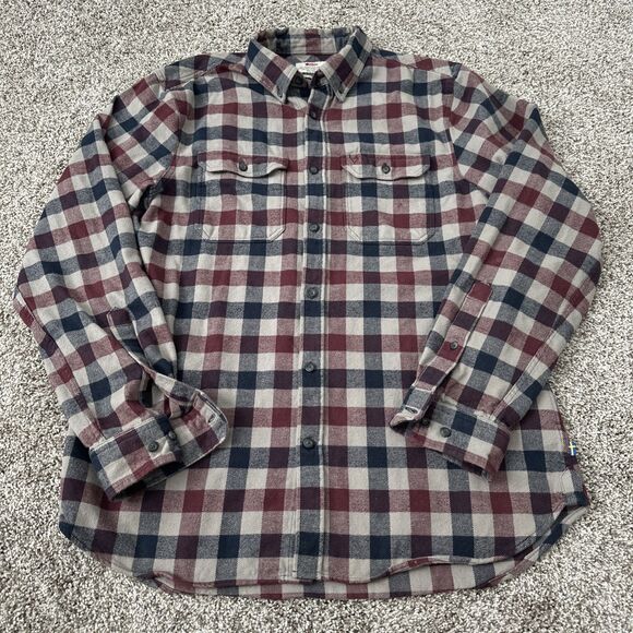 Fjallraven Red Skog Flannel Button Down Shirt Slim Fit Men’s Size XL - Picture 1 of 8